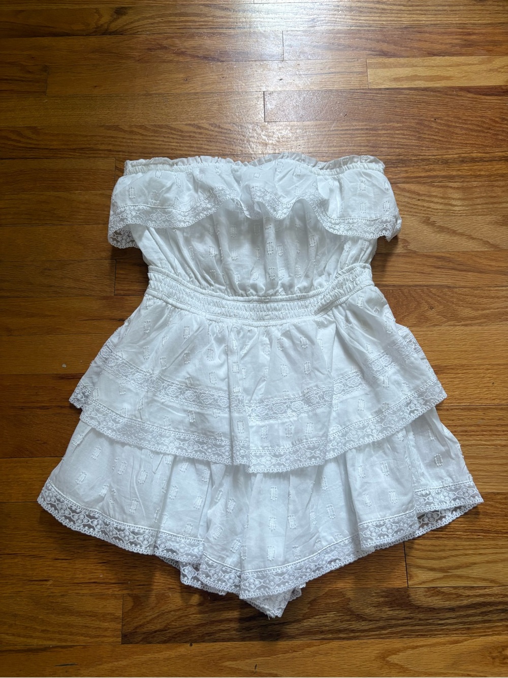 White Strapless Romper